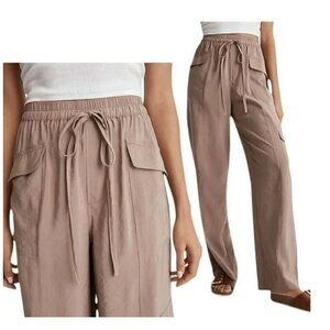 Madewell Straight Leg Cargo Soft Drape Pants Women XS Tan Pull On Relaxed Pants